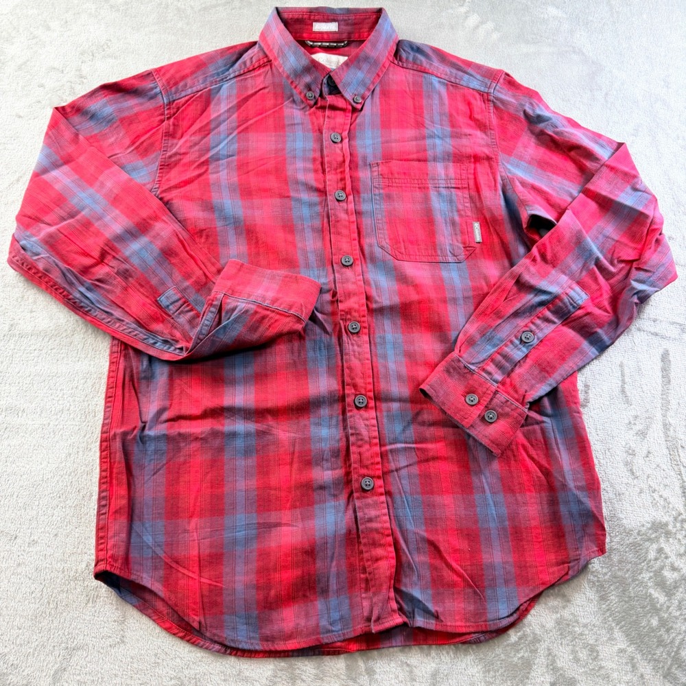 Columbia Long Sleeve Plaid Button Down Shirt Red Blue Men's Small Regular Fit